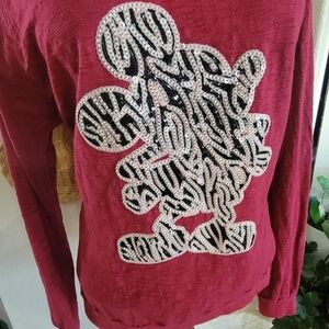 Disney Parks Long Sleeve Mickey Sequins Top